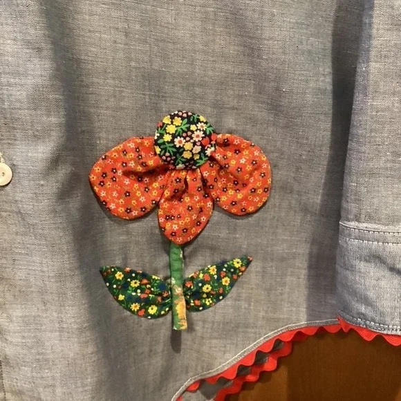 Chambray Blouse Floral Applique Vintage Big Mac by JC Penny‎ Large - Picture 4 of 10